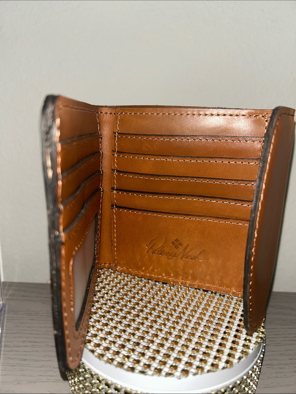 Patricia Nash Reiti Distressed
Cognac Leather Bifold Wallet with Kisslock - Picture 5 of 9